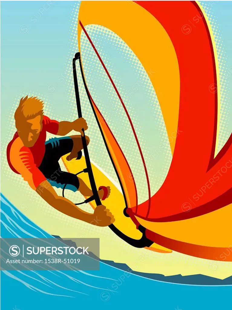 A picture of a windsurfer