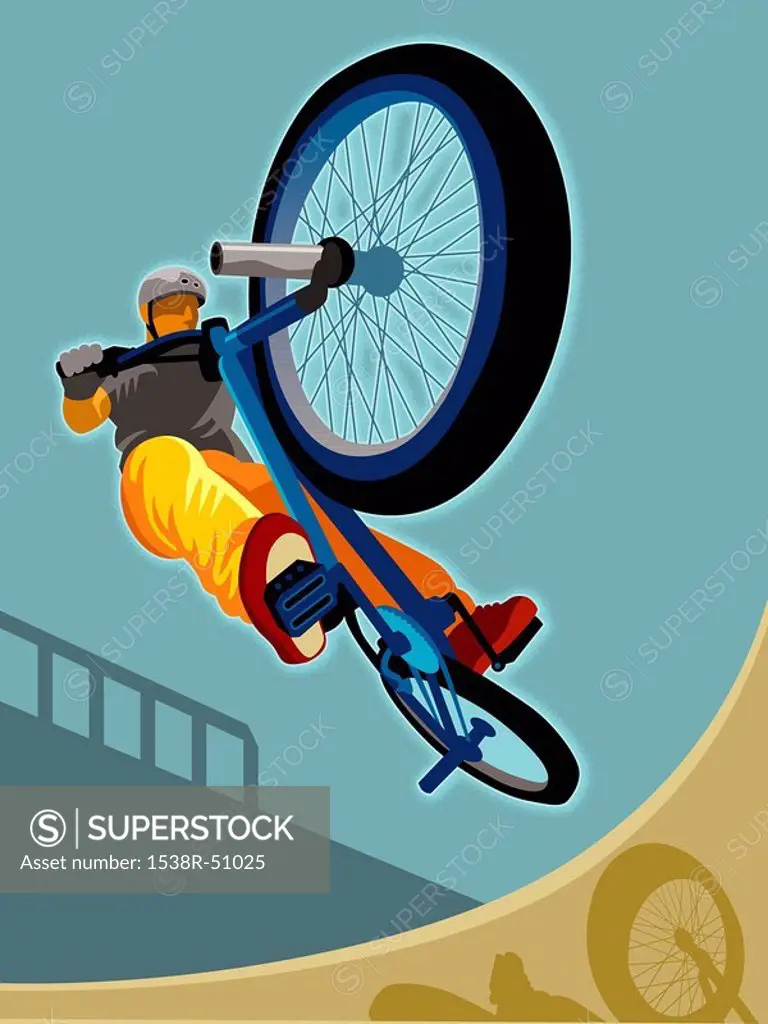 An illustration of a BMX rider