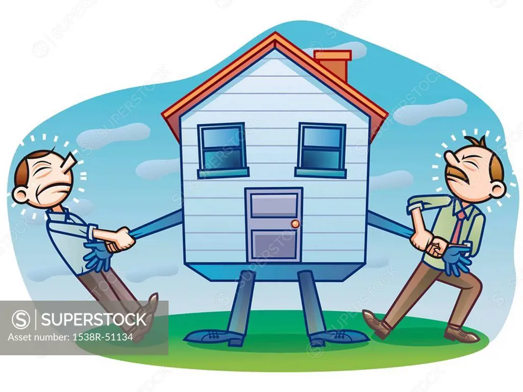 Two men arguing over a house