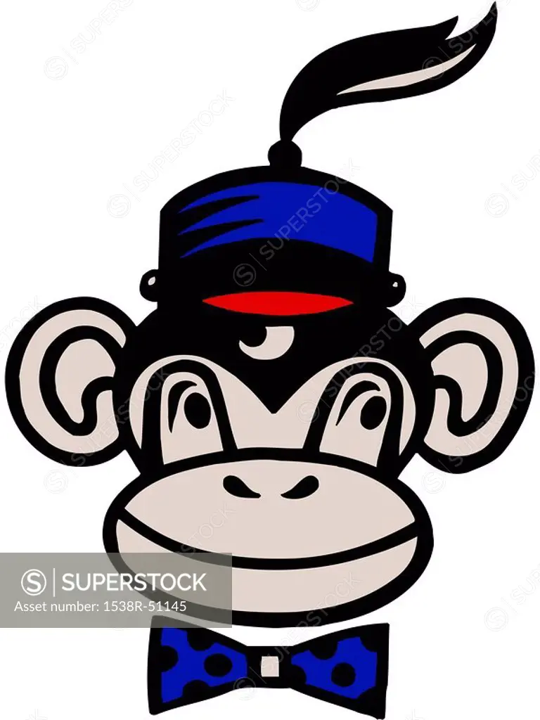 Drawing of a monkey wearing a hat