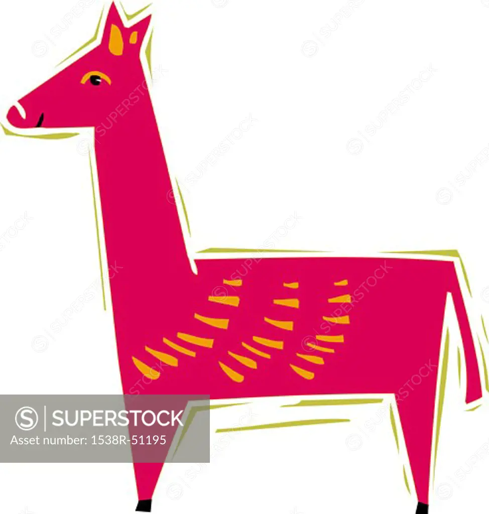 Illustration of a pink llama