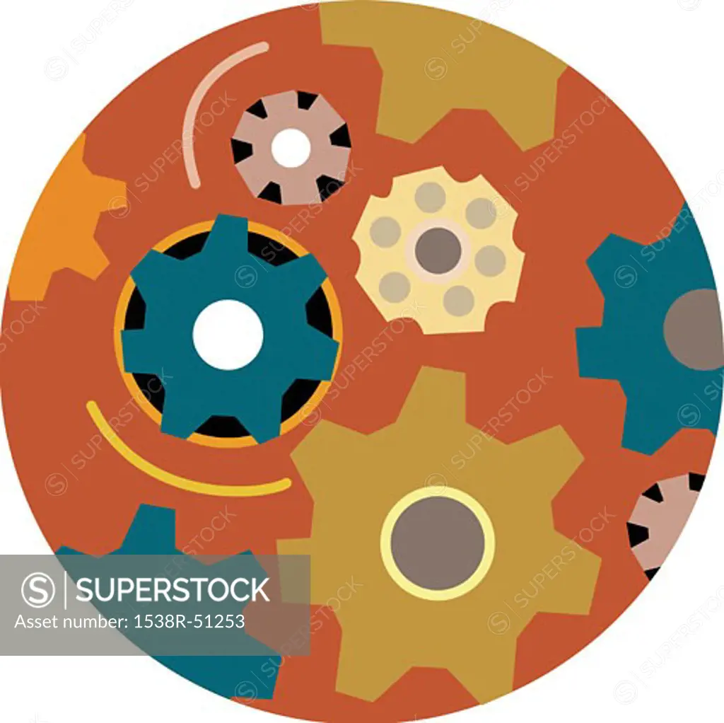 Group of gears in circle