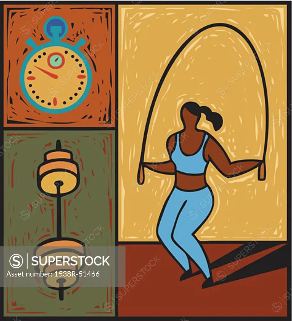 Illustration of a woman using a jump rope