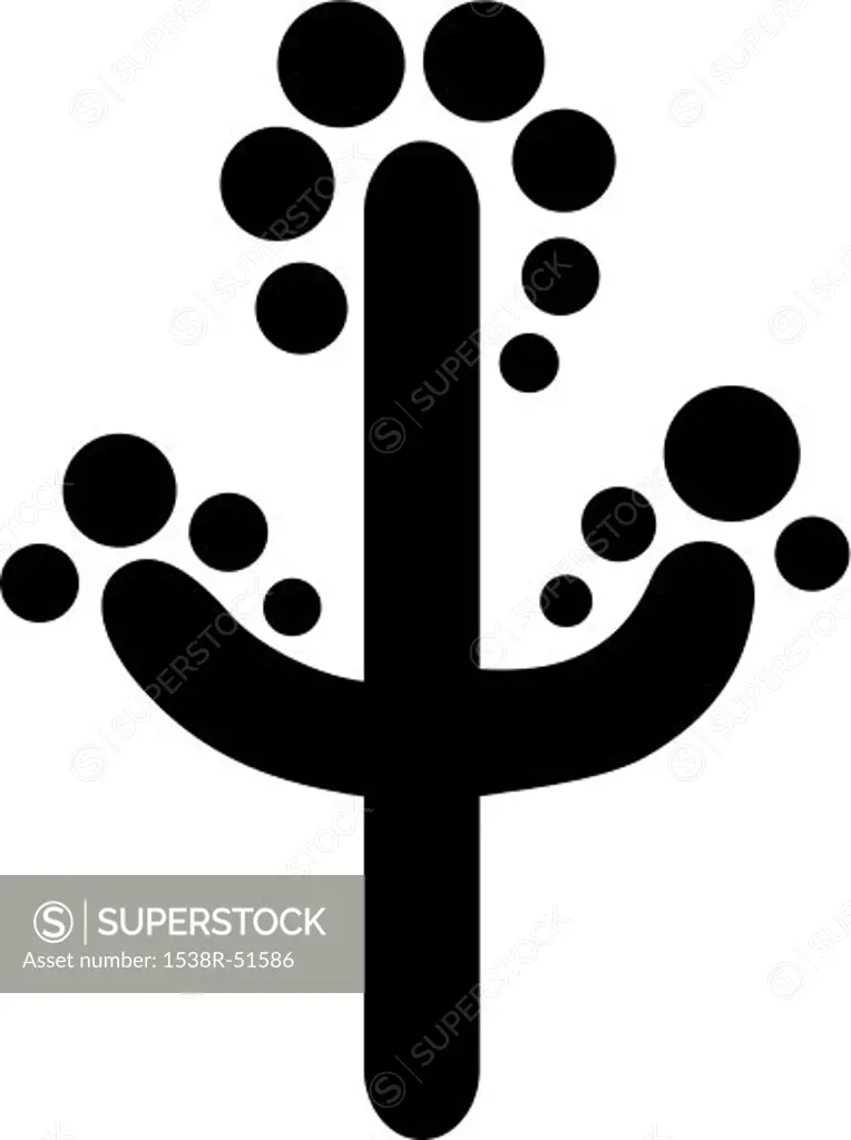 Black and white illustration of a cactus
