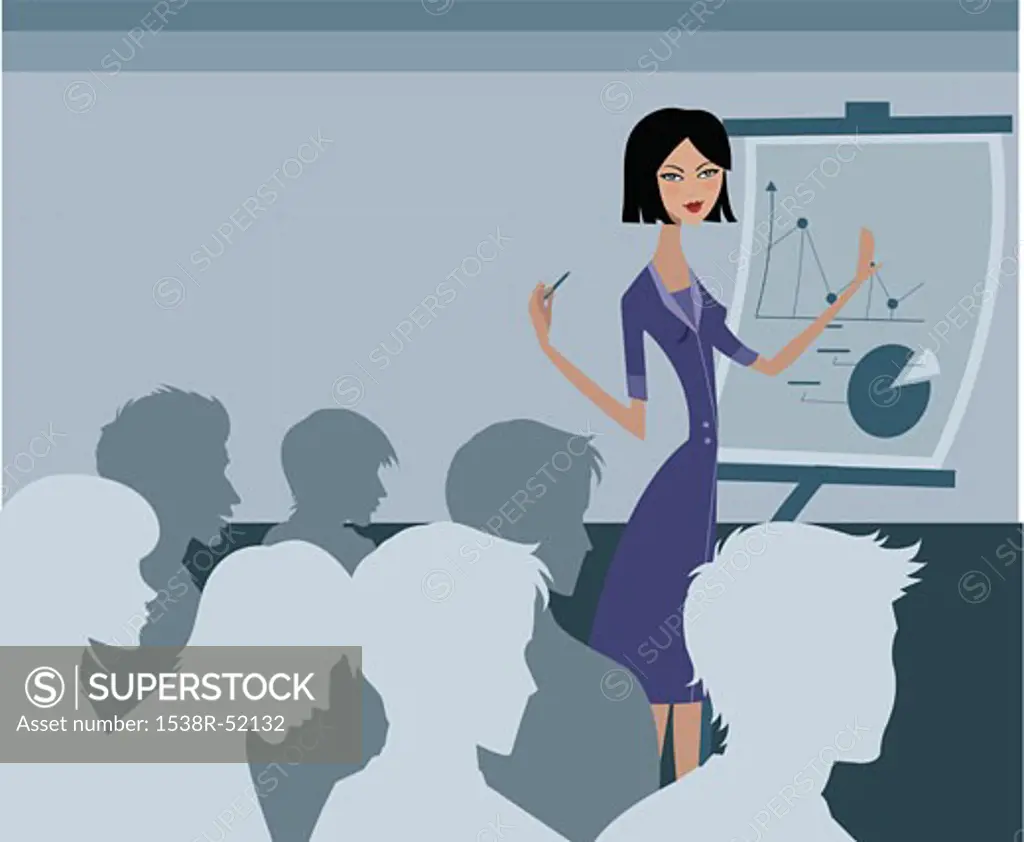 A woman explaining graph at business presentation