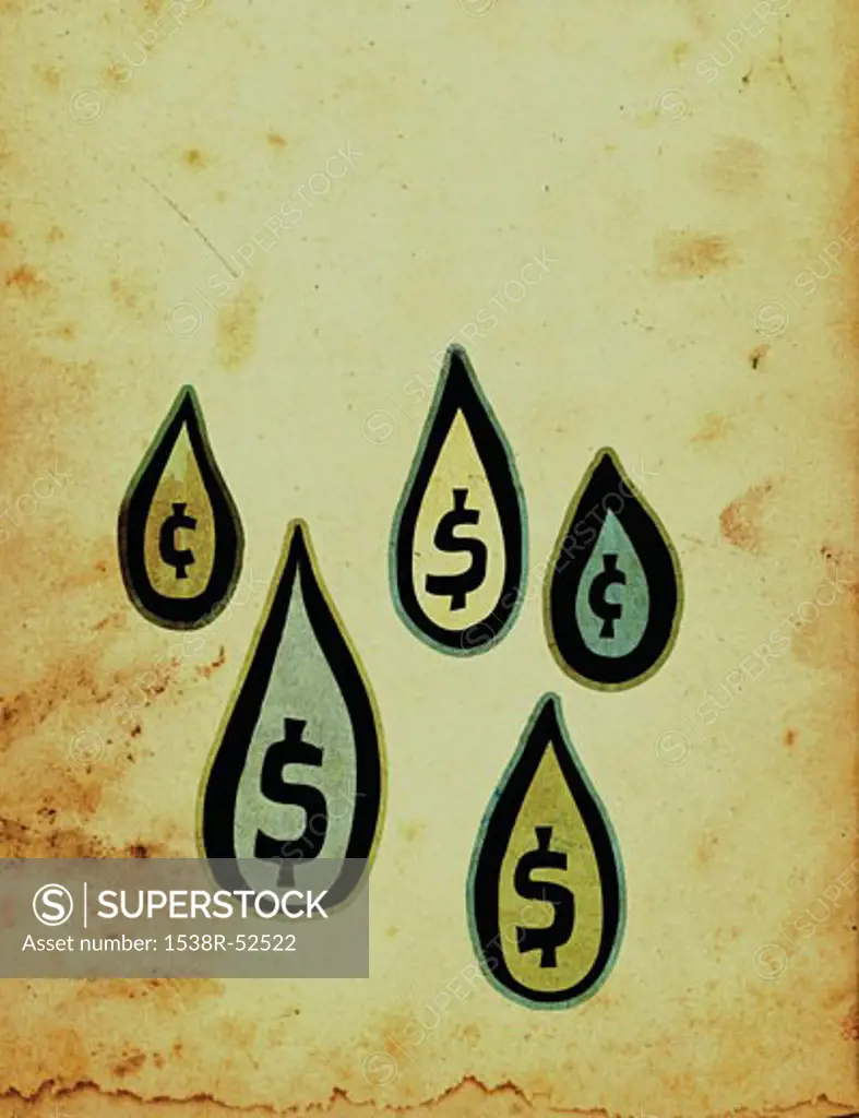 Rain drops with dollar signs in them