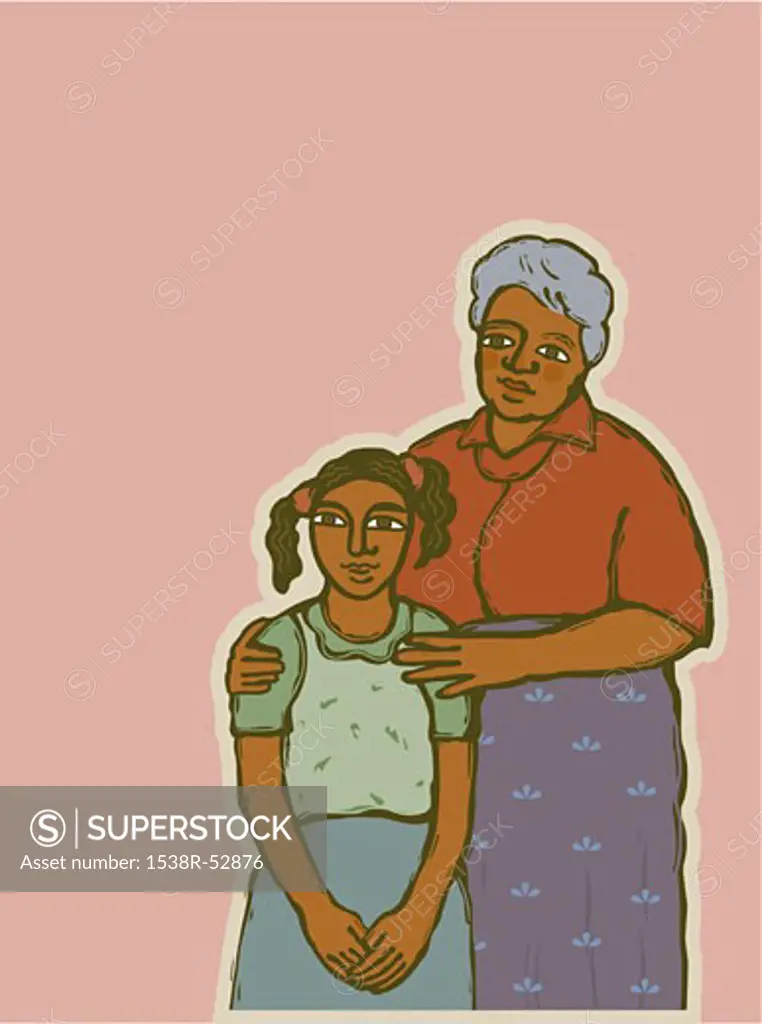 A grandmother with her young granddaughter