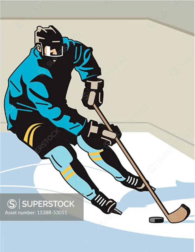 An image of a hockey player on the ice rink