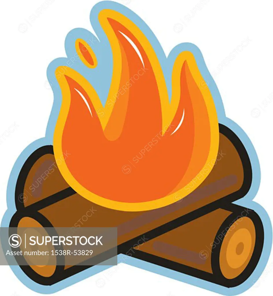 Illustration of burning log fire