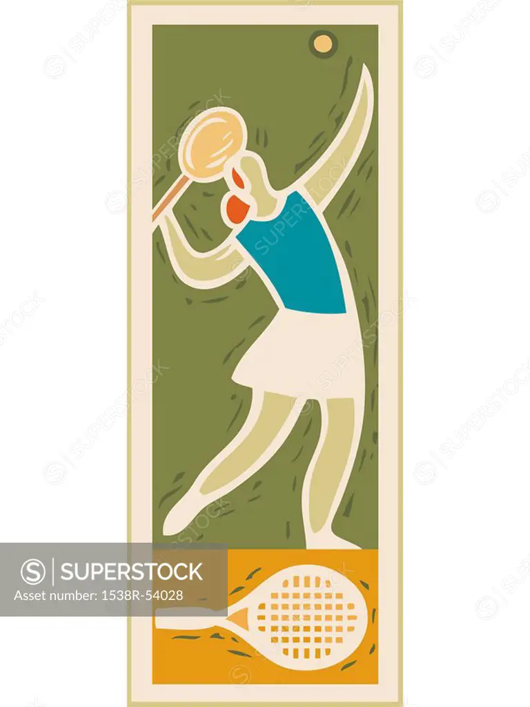 Illustration of a woman playing tennis