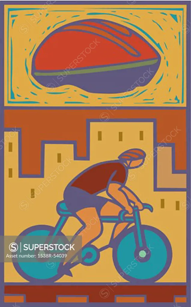 illustration of a man riding a bike