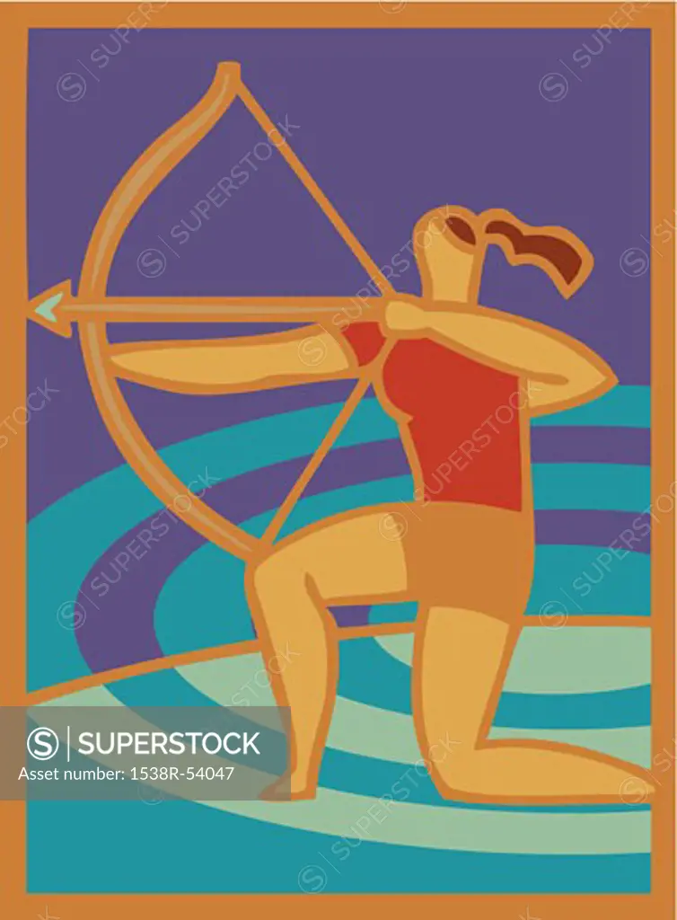 Illustration of a woman holding a bow and arrow
