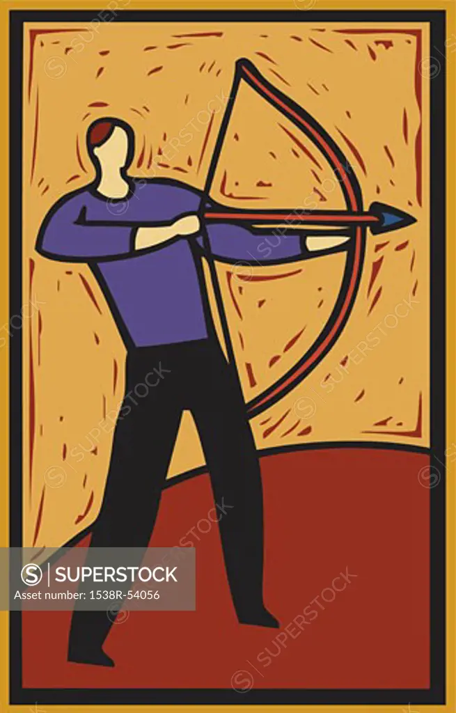 ilustration of a man using a bow and arrow
