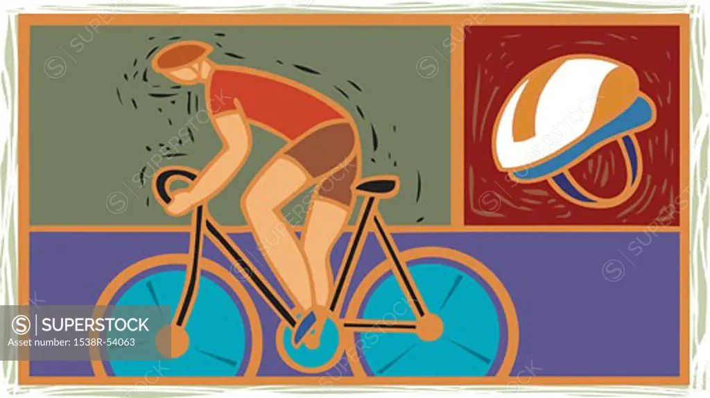 Illustration of a man bike riding