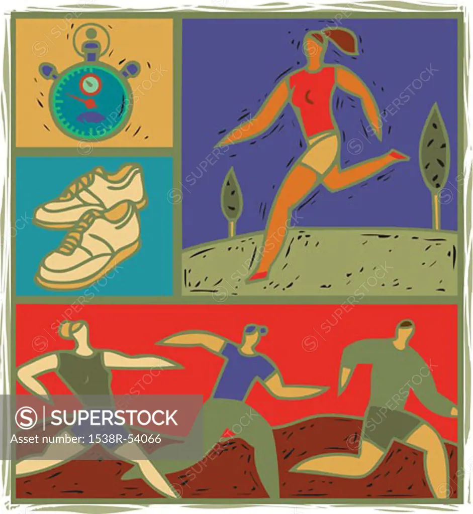 Illustration of people running