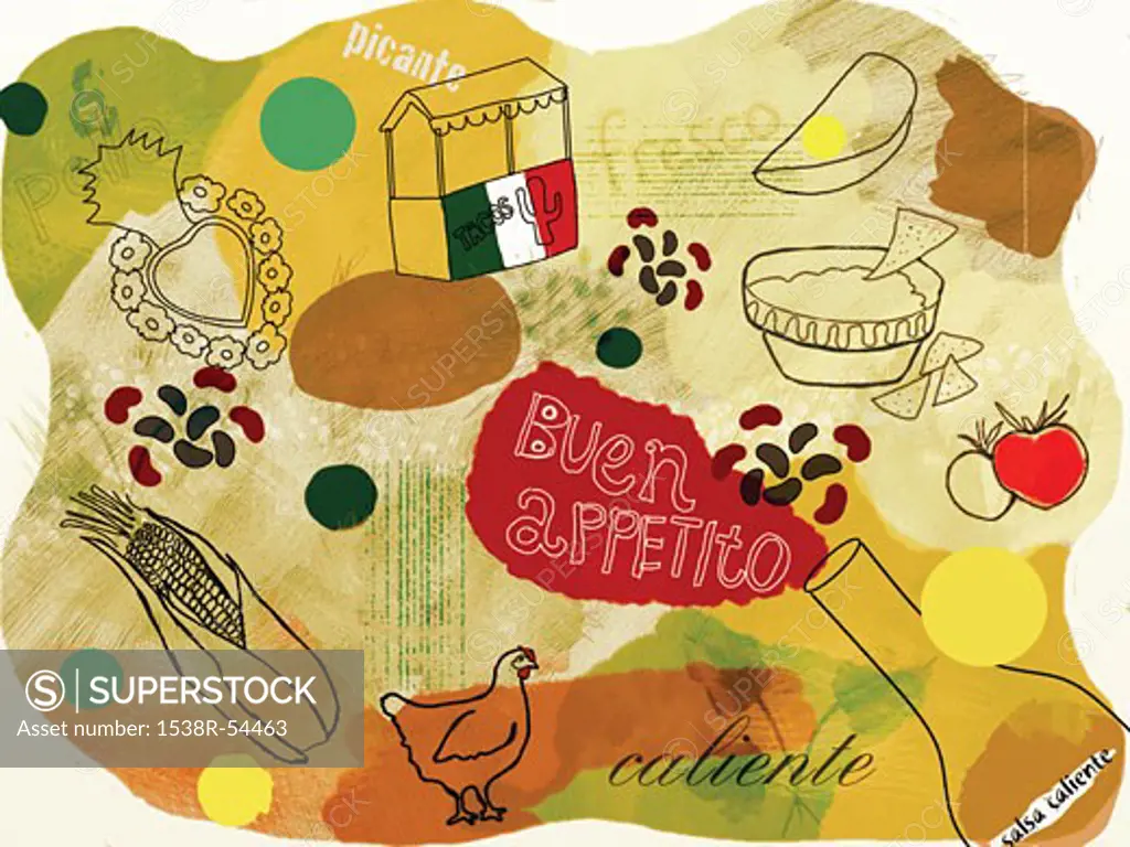 Collage illustrating spicy Mexican foods