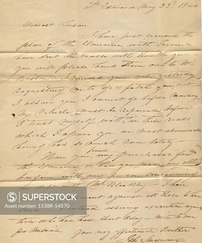 An old handwritten letter from 1844