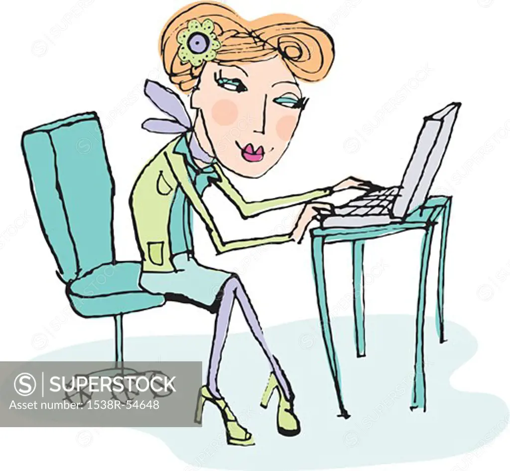 A woman working at the computer
