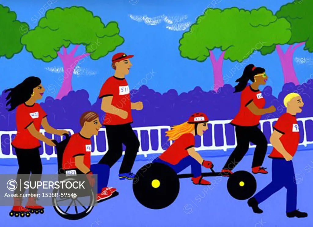 A wheelchair charity race