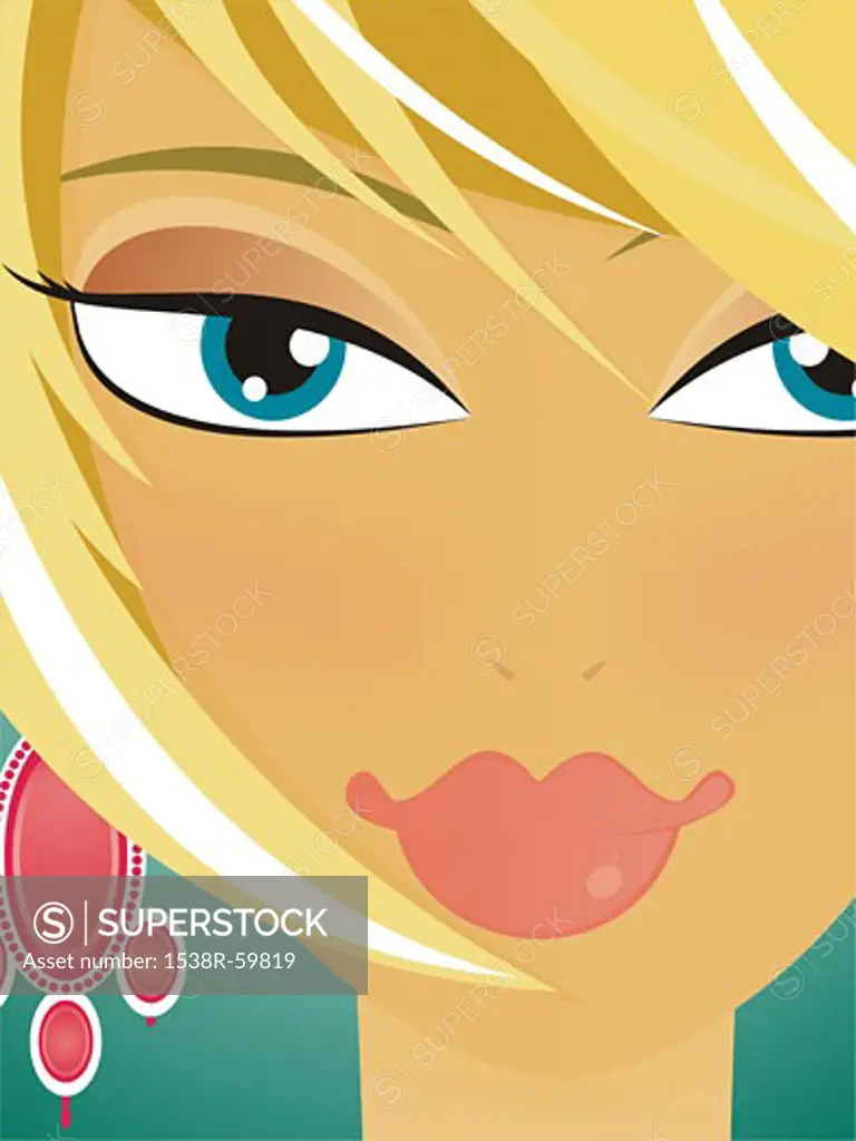 A close up of a fashionable womans face