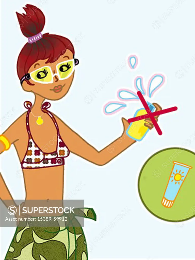 An illustration about using sun tan lotion instead of aerosol spray