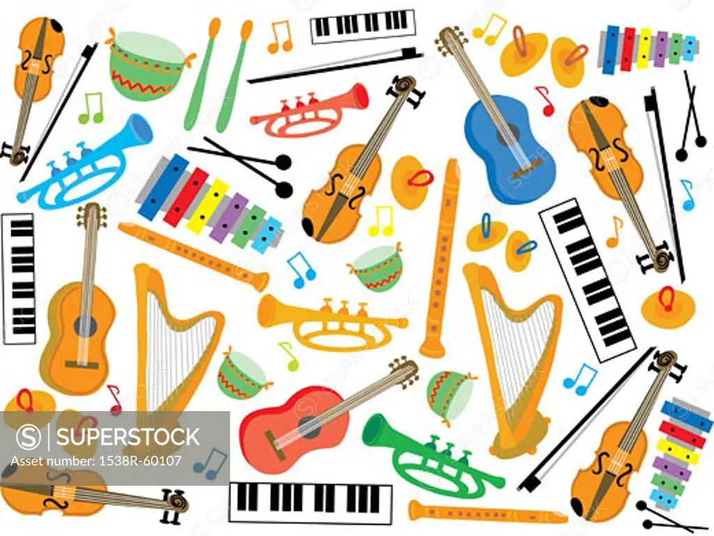 A pattern of musical instruments
