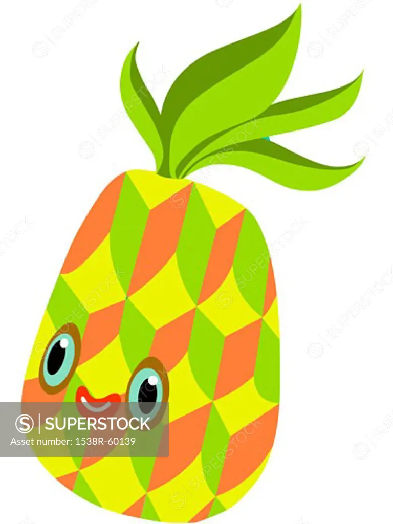 A pineapple with a smiling face
