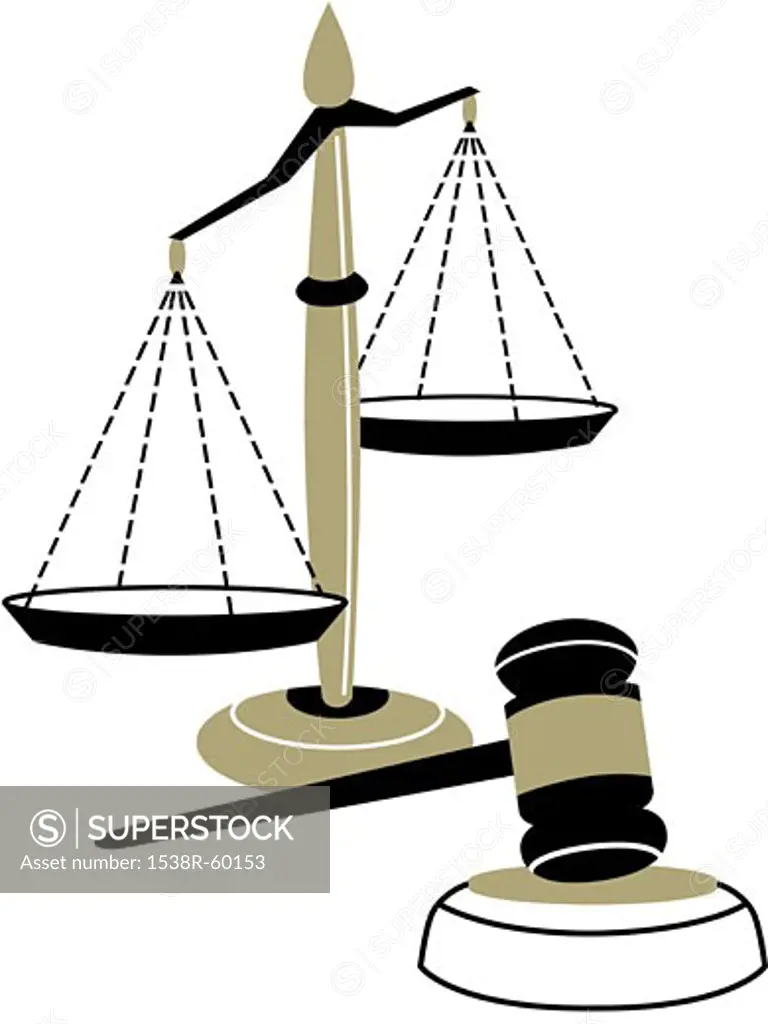 An illustration of the scales of justice and a judges gavel