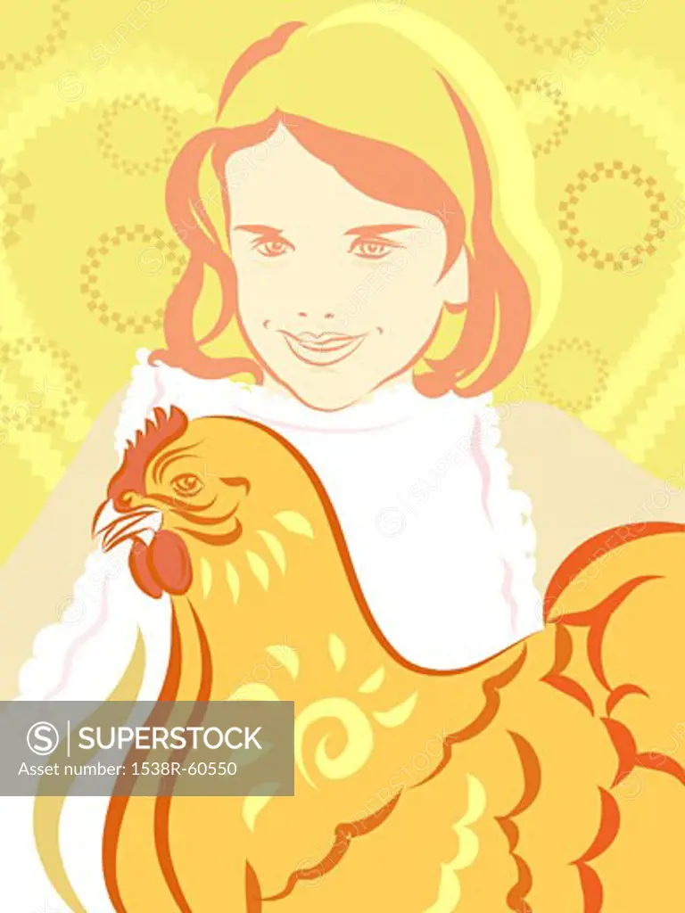 A girl and a chicken