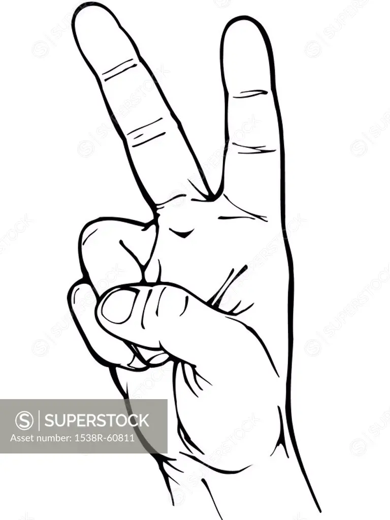 A V-sign hand gesture representing peace