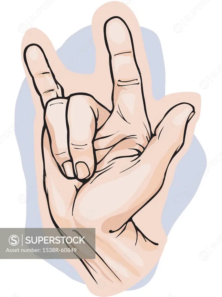 A drawing of a hand symbol with background