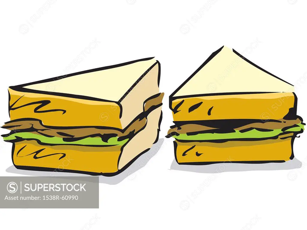 A drawing of a serving of sandwiches