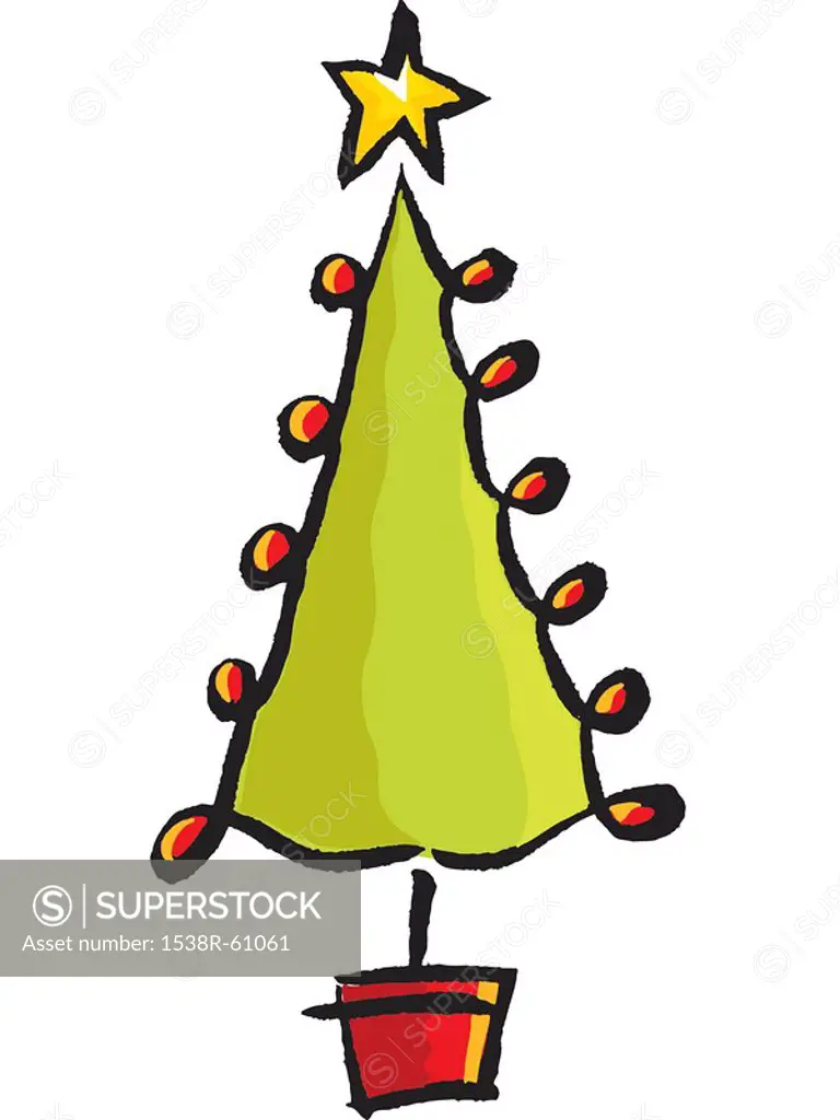 A drawing of a whimsical christmas tree