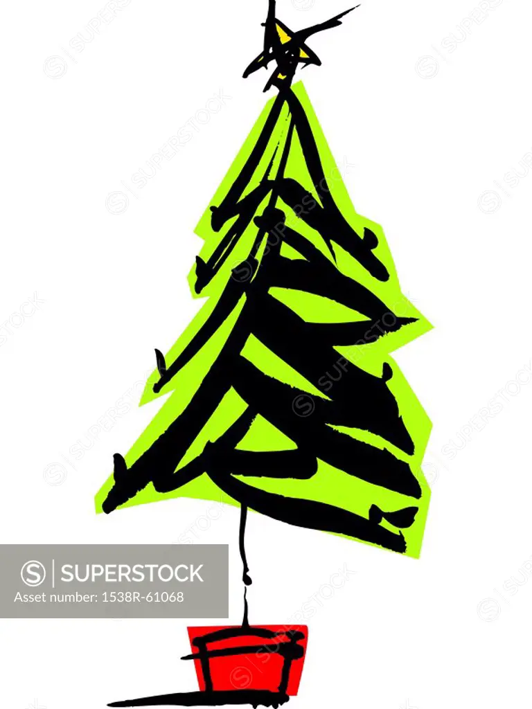 A drawing of a christmas tree