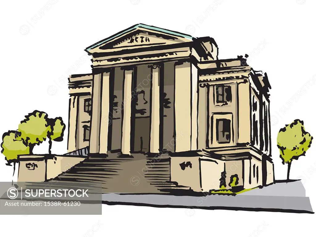 A drawing of a bank