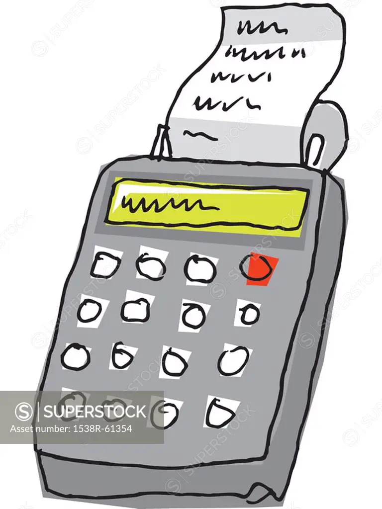 A drawing of a grey calculator