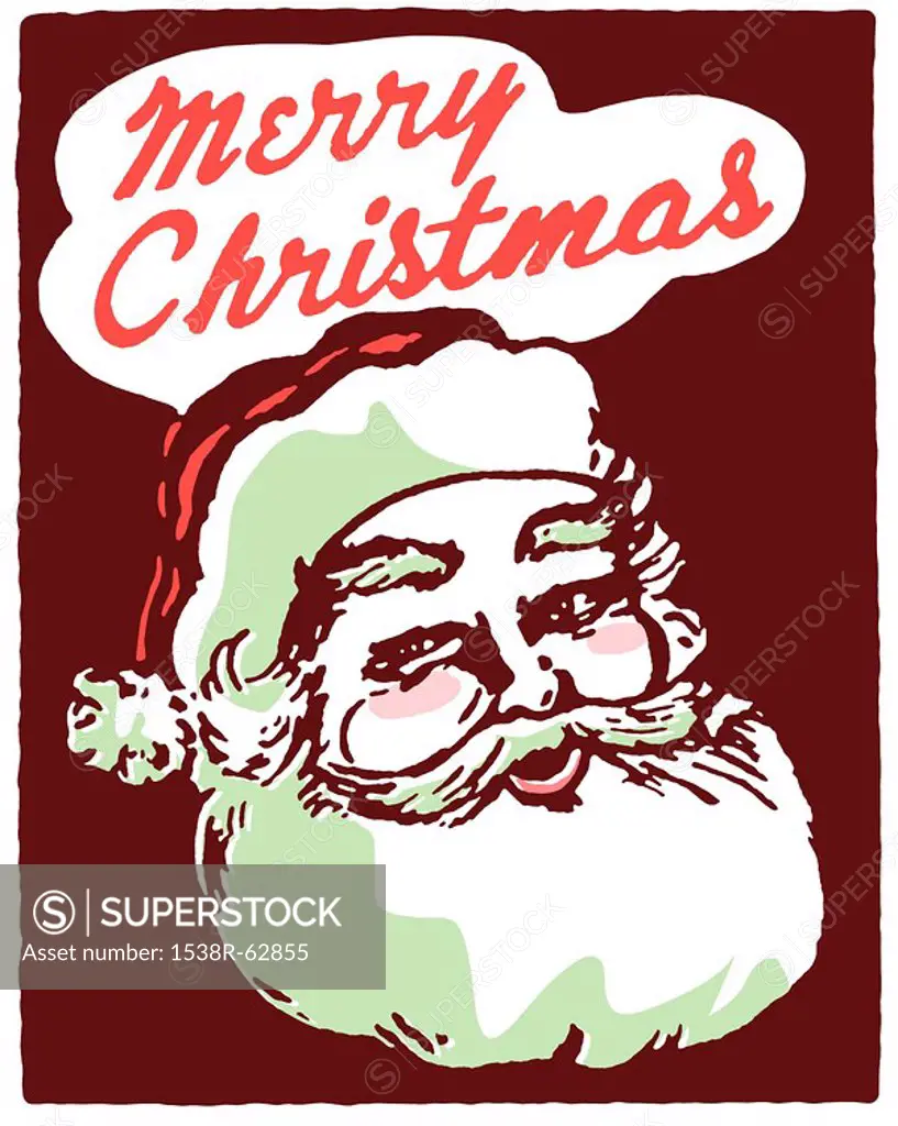 A Christmas inspired Santa illustration with the text Merry Christmas