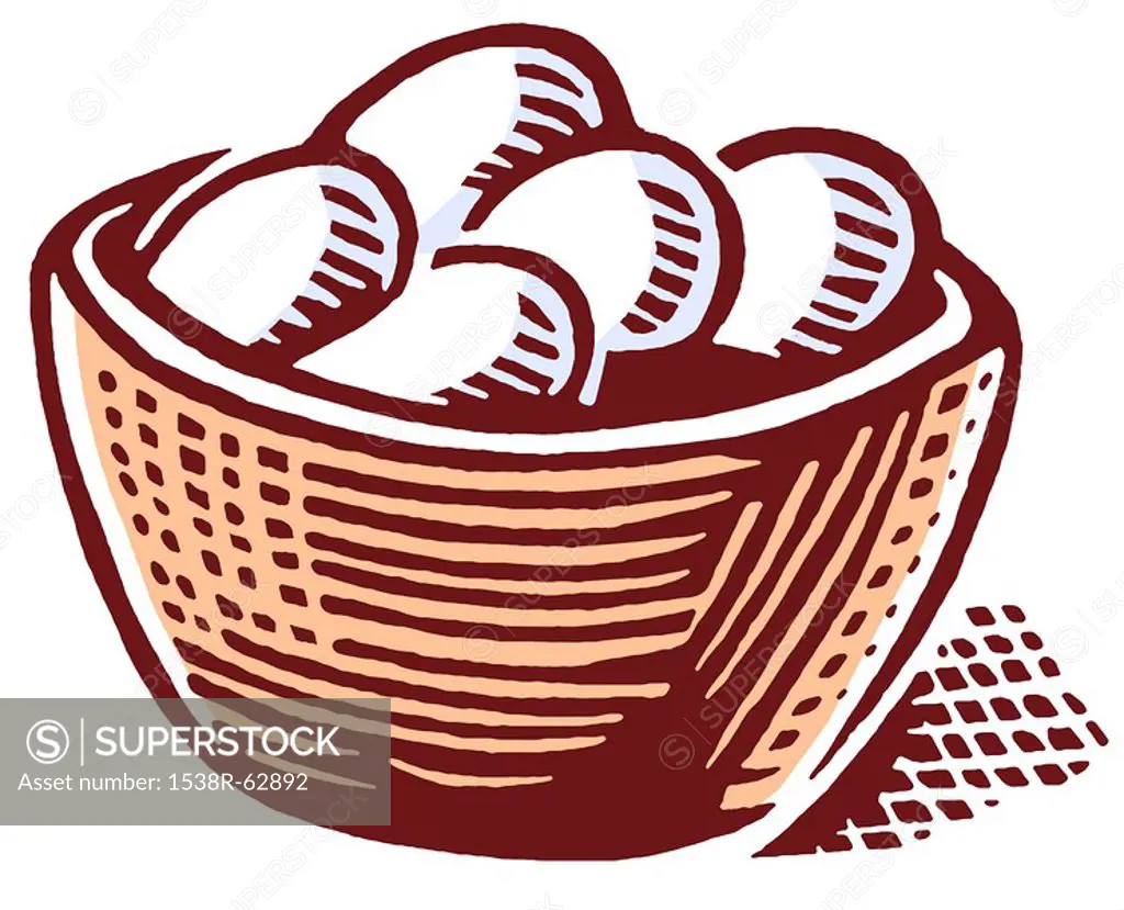A print of a basket of eggs