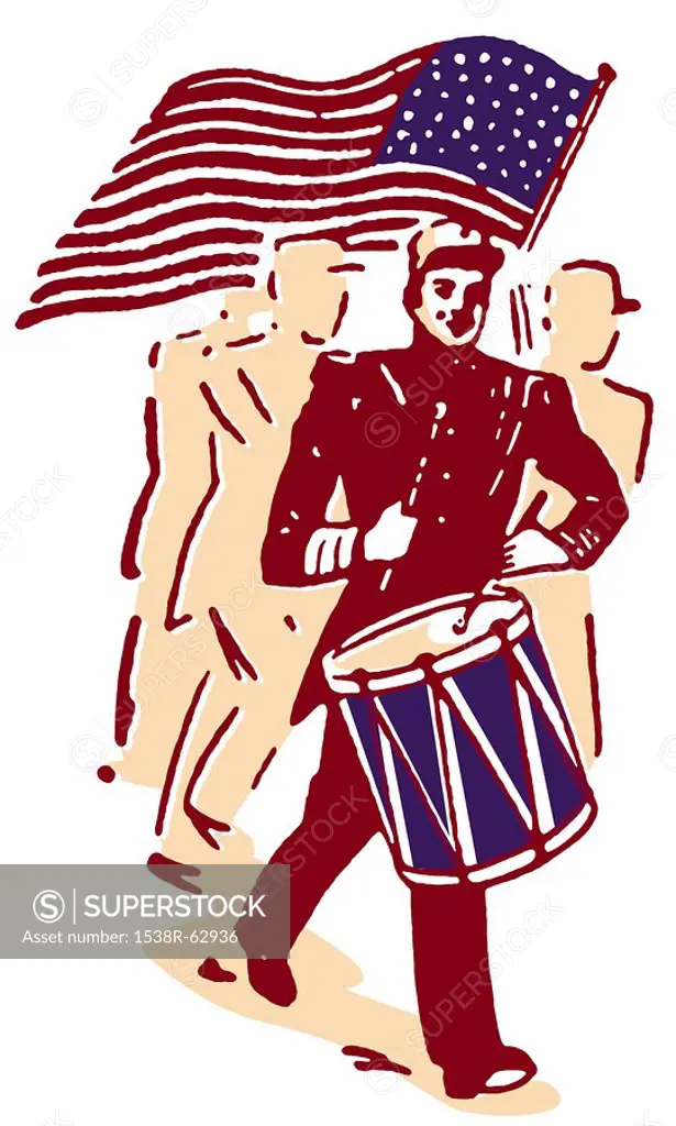 A drummer and American flag