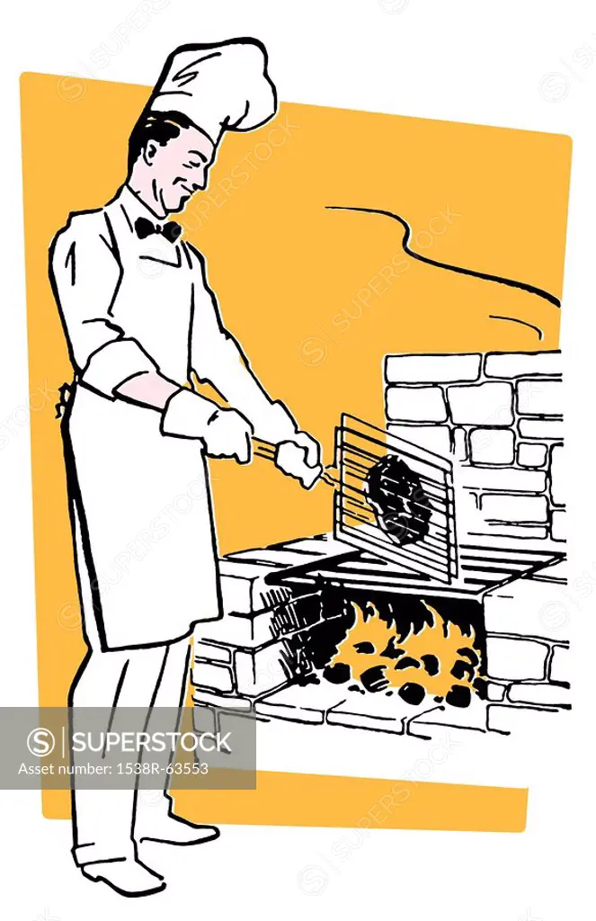 A chef cooking on an barbeque fire