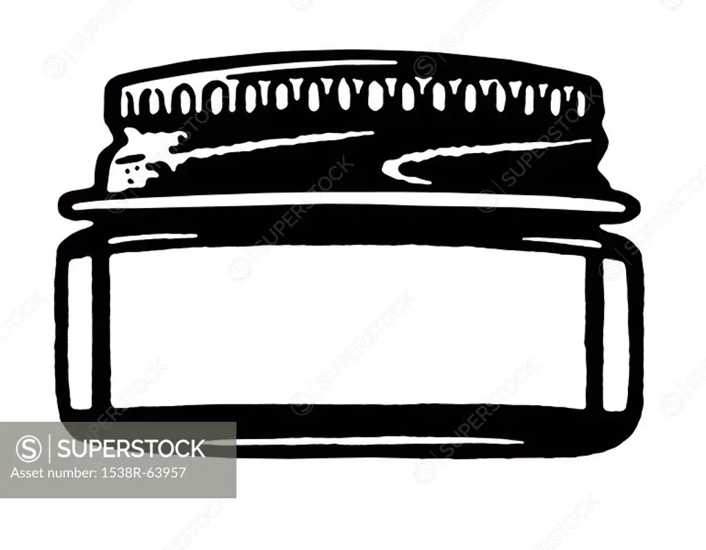 A black and white version of a drawing of a jar