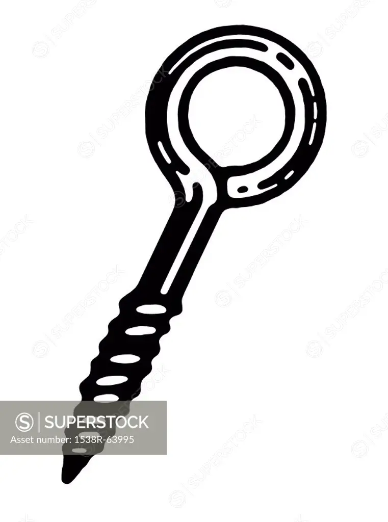 A black and white version of a key hole screw