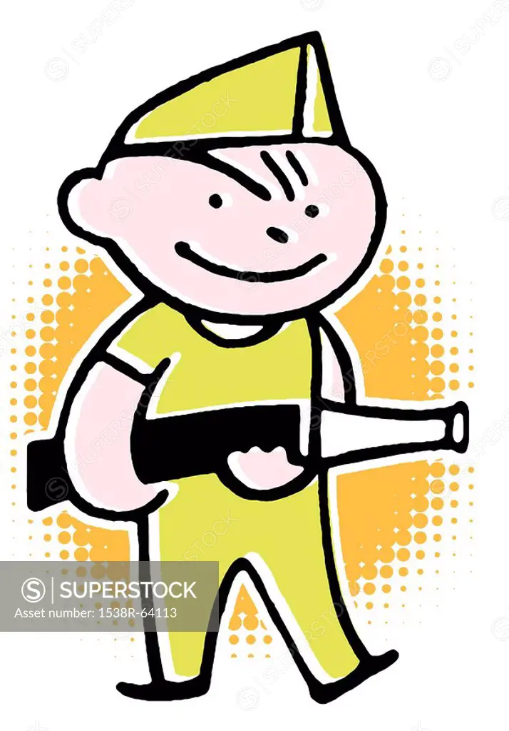 A cartoon style drawing of a fireman