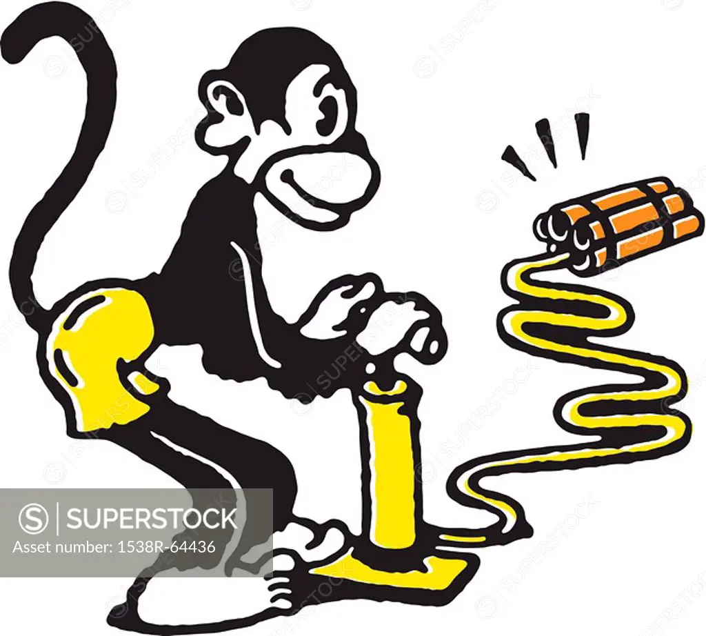 Monkey igniting dynamite