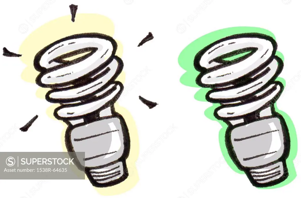 An illustration of energy efficient light bulbs