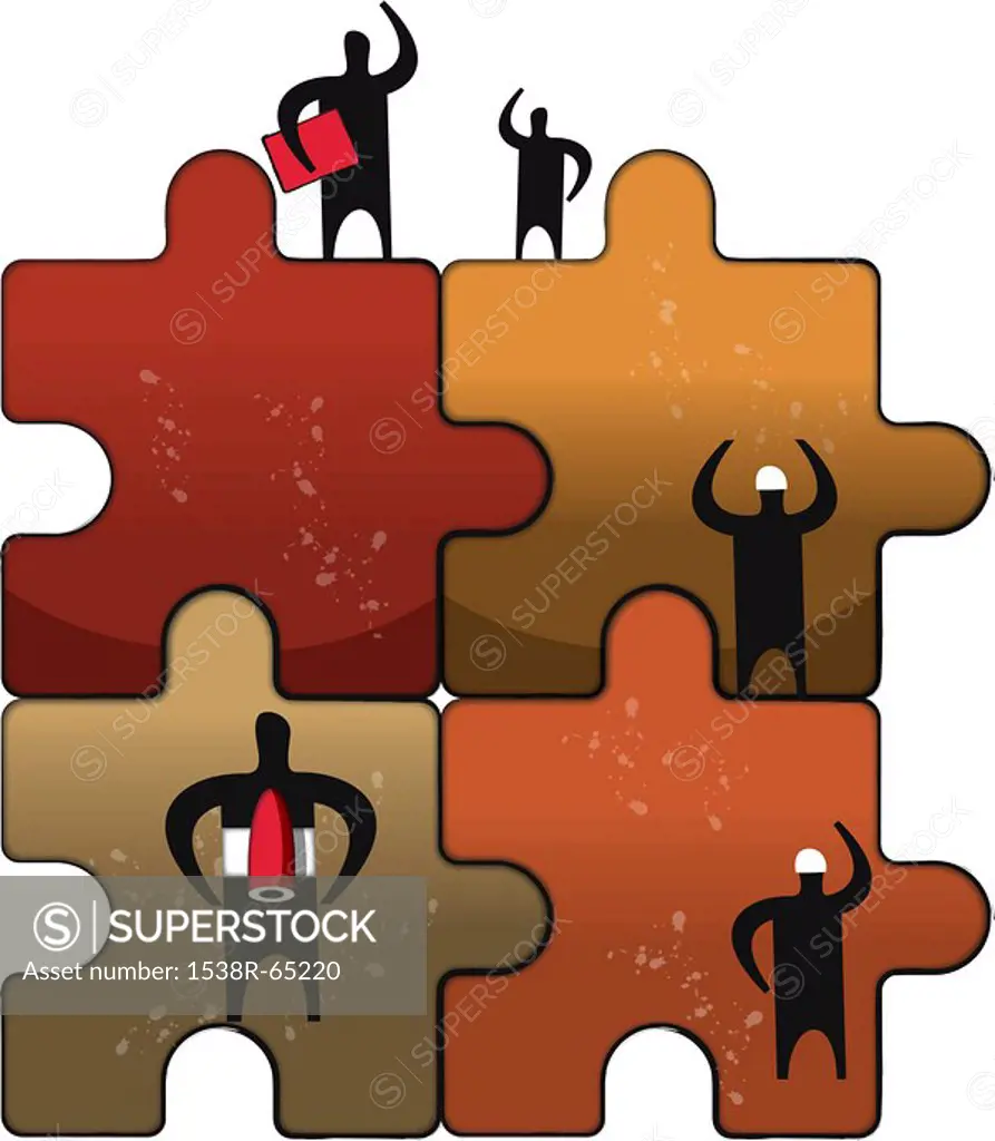 An illustration of figures with in puzzle