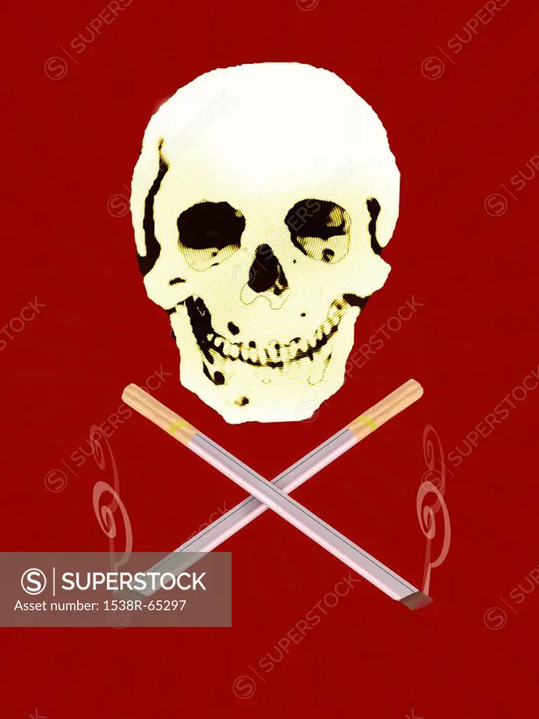 Skull with cigarettes