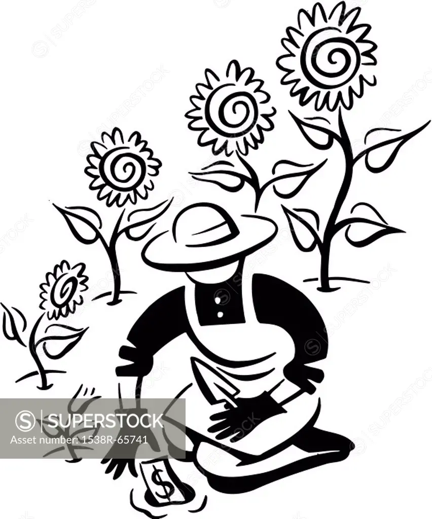 A person with a green thumb working in the garden