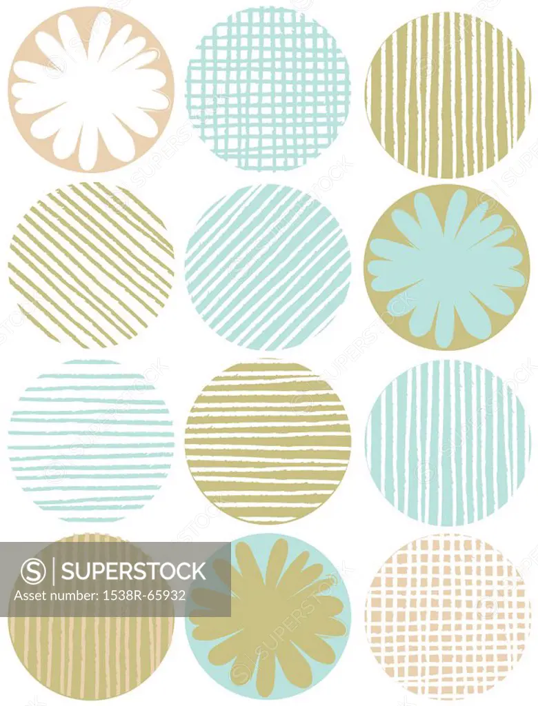 A brown and blue pattern of decorative circles