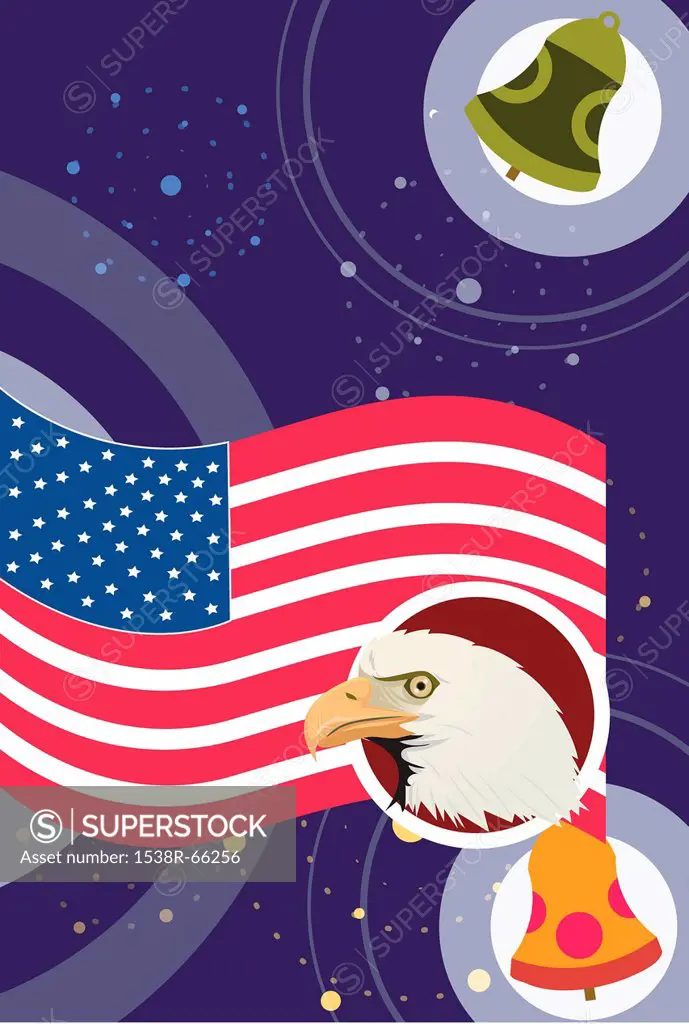An American flag with an eagle